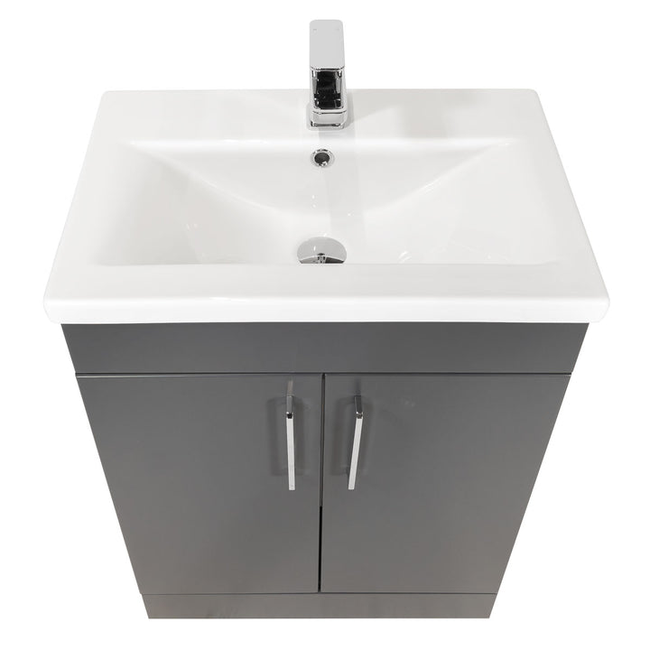 Austin 600mm 2 Door Floor Standing Vanity Unit &amp; Basin - Anthracite