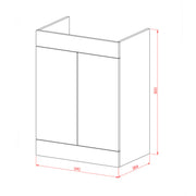 Austin 600mm 2 Door Floor Standing Vanity Unit & Basin - Anthracite - Technical drawing