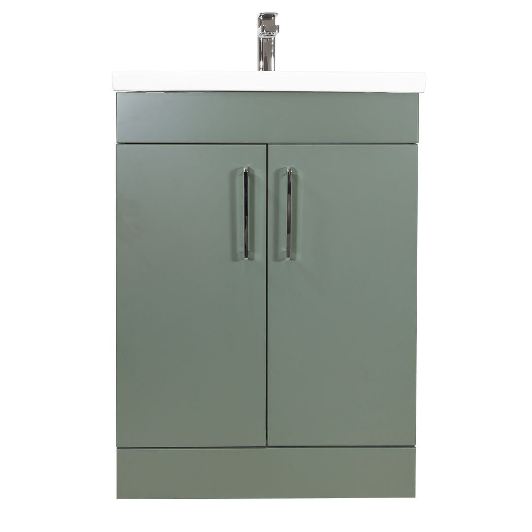 Austin 600mm 2 Door Floor Standing Vanity Unit &amp; Basin - Sage Green