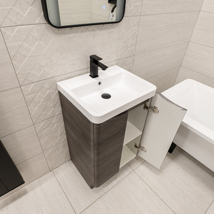Baltimore 500mm 2 Door Floor Standing Vanity Unit &amp; Basin - Graphite Oak