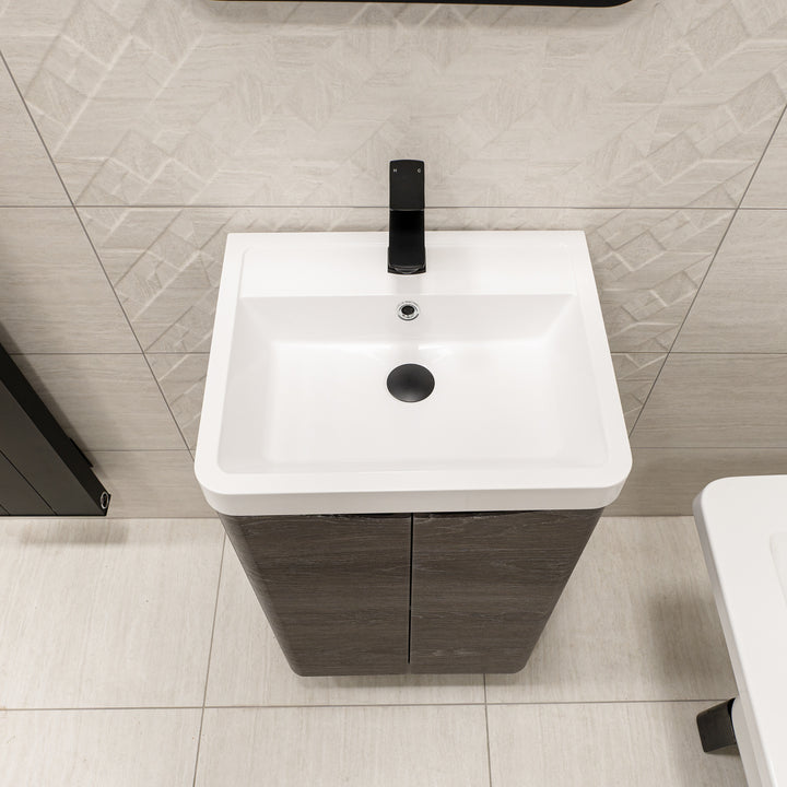 Baltimore 500mm 2 Door Floor Standing Vanity Unit &amp; Basin - Graphite Oak