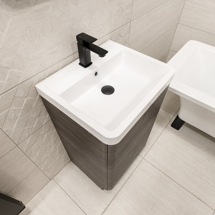Baltimore 500mm 2 Door Floor Standing Vanity Unit &amp; Basin - Graphite Oak