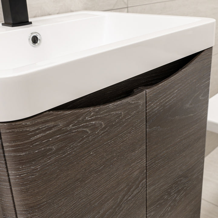 Baltimore 500mm 2 Door Wall Hung Vanity Unit &amp; Basin - Graphite Oak