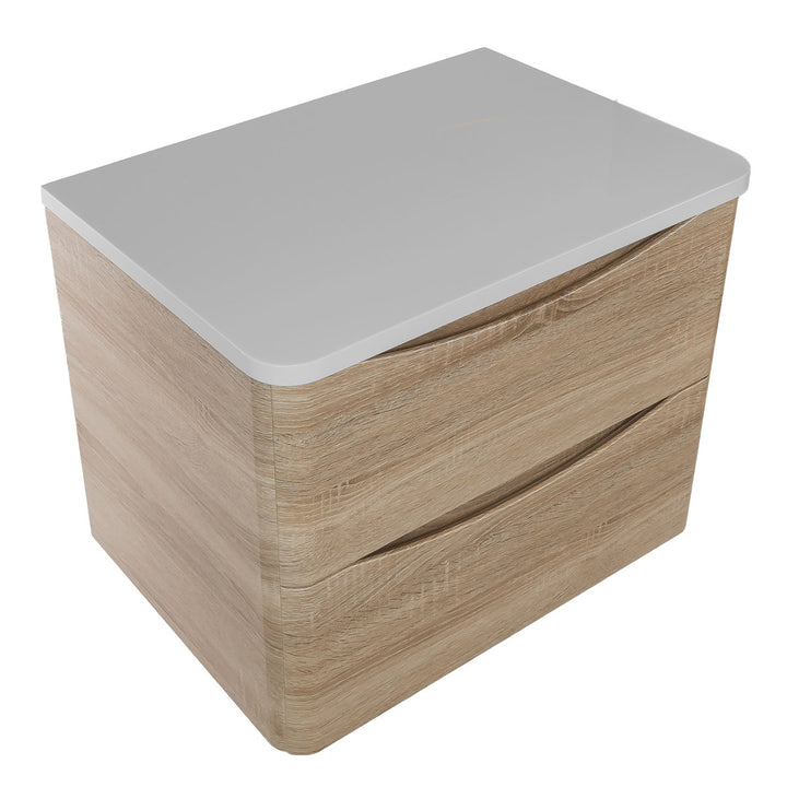 Baltimore 600mm Wall Hung Vanity Unit &amp; Worktop - Bardolino Oak