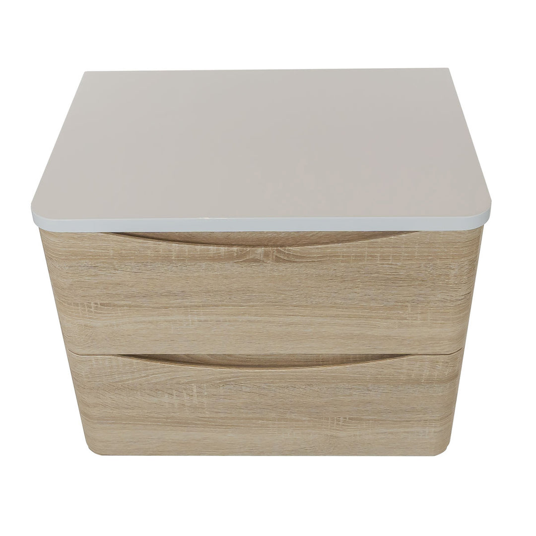 Baltimore 600mm Wall Hung Vanity Unit &amp; Worktop - Bardolino Oak