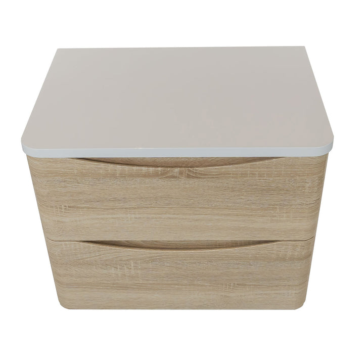 Baltimore 600mm Wall Hung Vanity Unit &amp; Worktop - Bardolino Oak