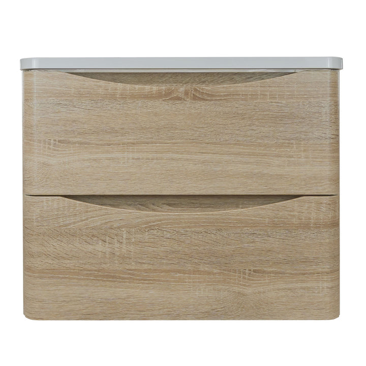 Baltimore 600mm Wall Hung Vanity Unit &amp; Worktop - Bardolino Oak