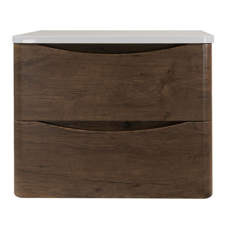 Baltimore 600mm Wall Hung Vanity Unit &amp; Worktop - Chestnut