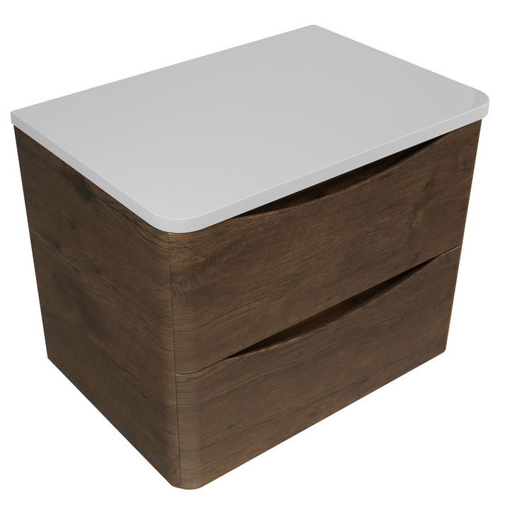 Baltimore 600mm Wall Mounted Vanity Unit &amp; Worktop - Bardolino Oak