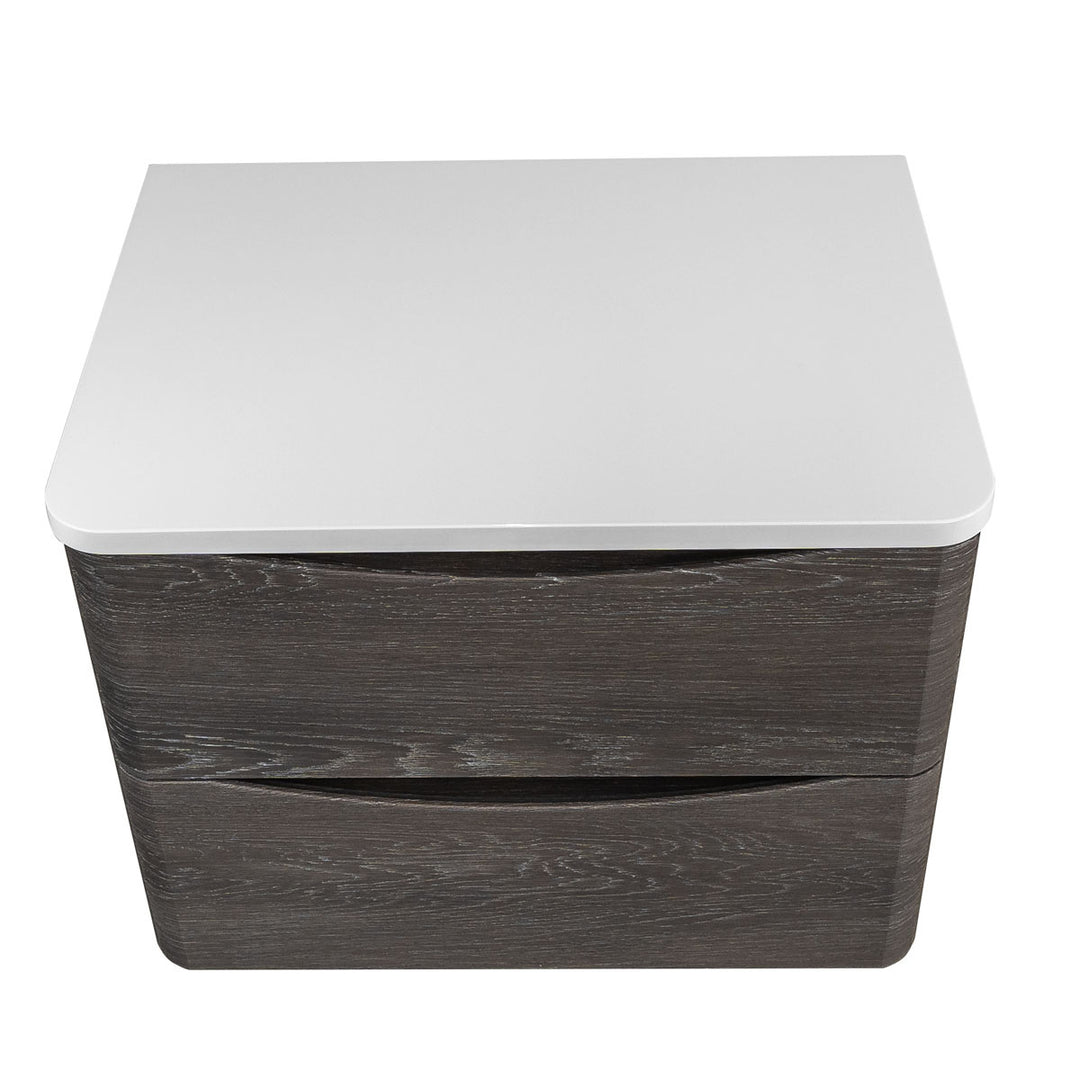 Baltimore 600mm Wall Hung Vanity Unit &amp; Worktop - Graphite Oak