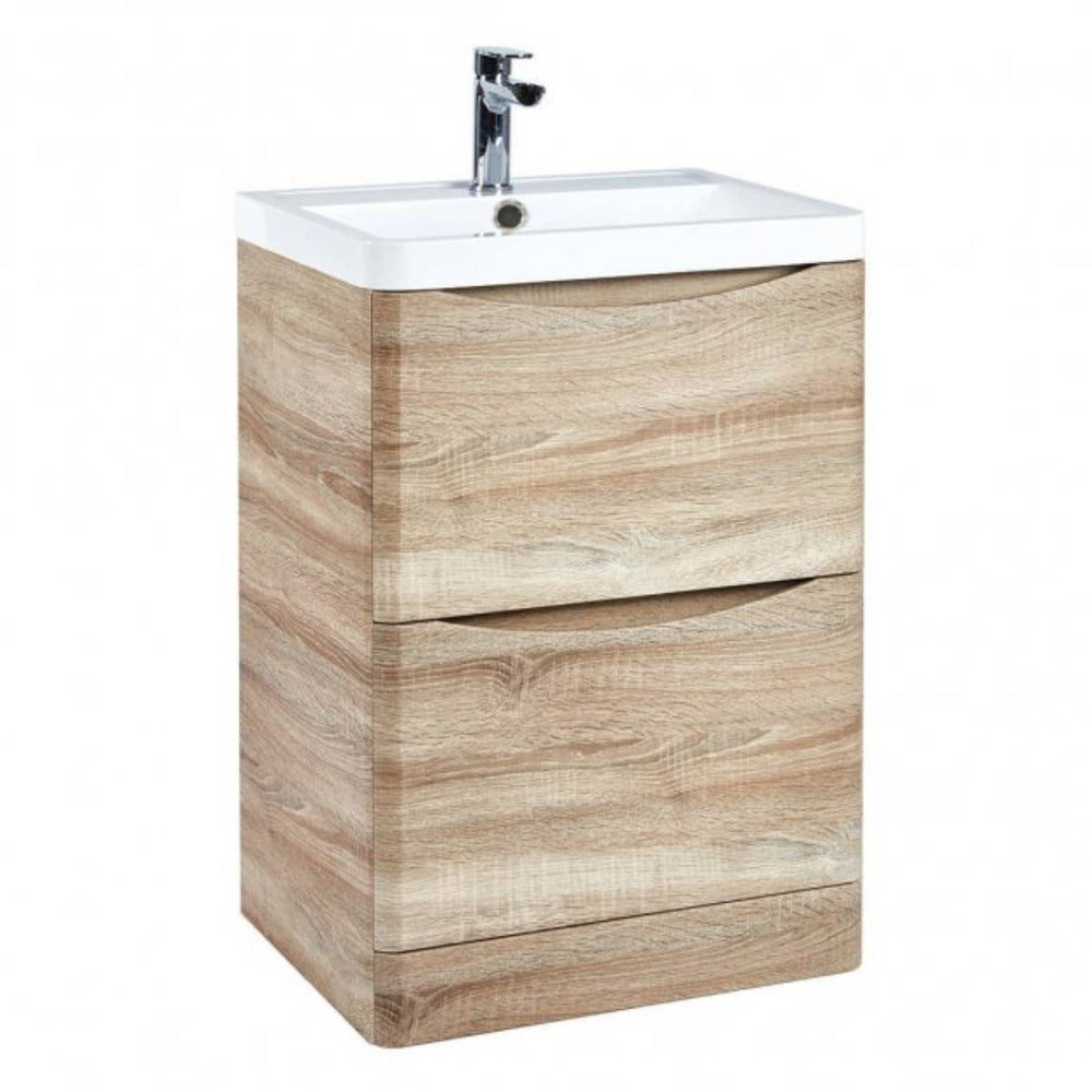 Baltimore 900mm Wall Mounted Vanity Unit & Basin - Bardolino Oak