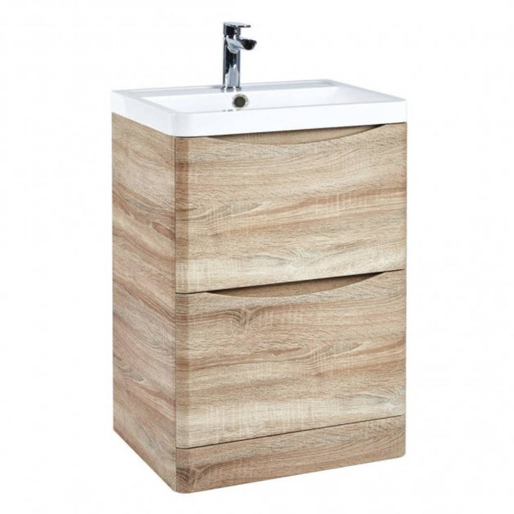 Baltimore 900mm Wall Mounted Vanity Unit &amp; Basin - Bardolino Oak