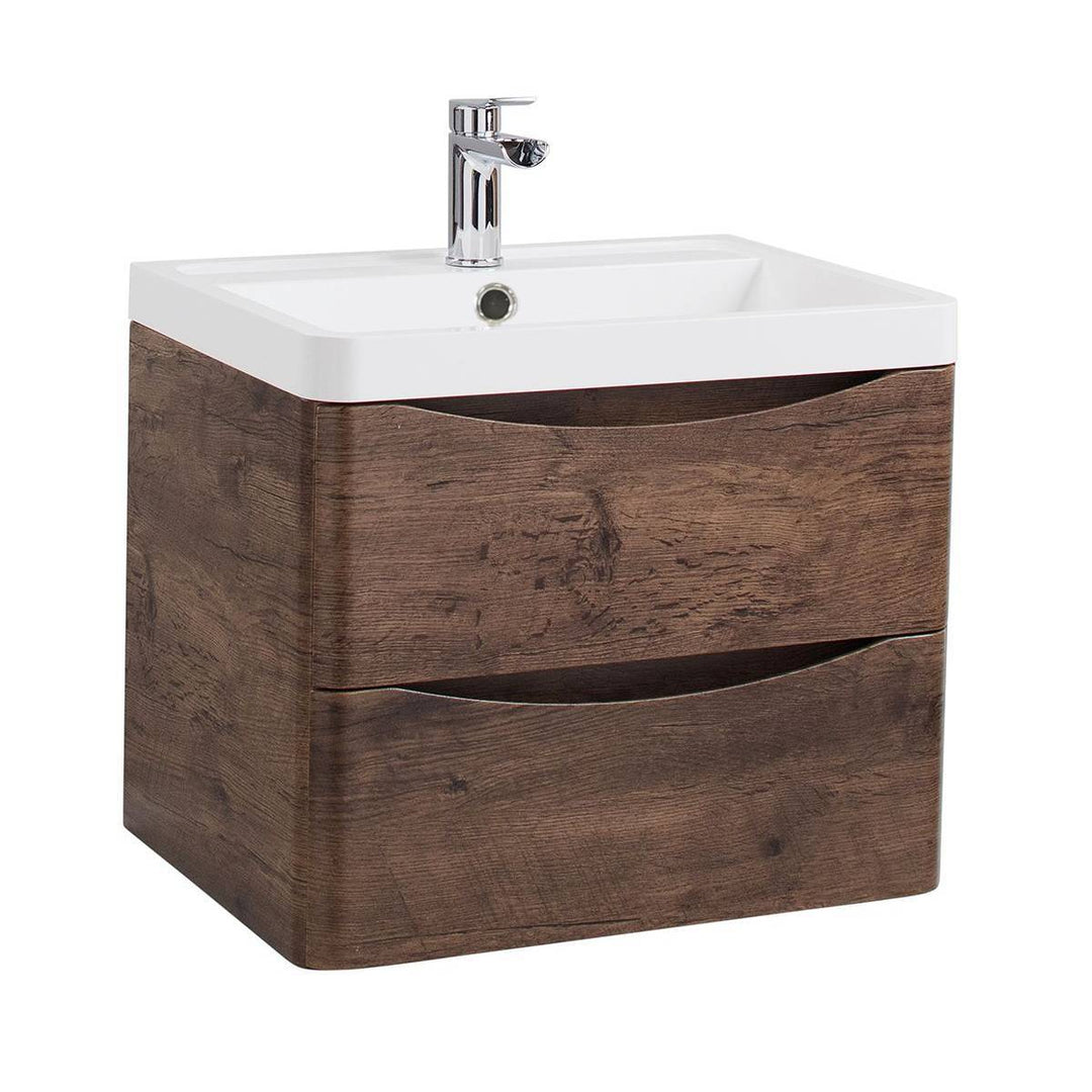 Baltimore 600mm Wall Hung Vanity Unit &amp; Basin - Chestnut