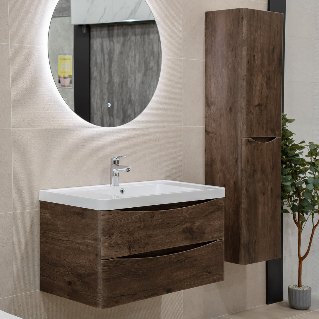 Baltimore 900mm Wall Hung Vanity Unit & Basin - Chestnut