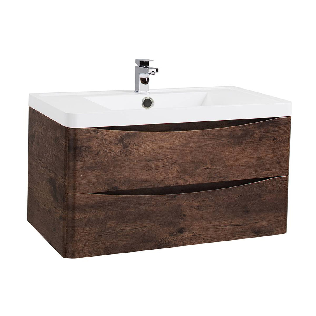Baltimore 900mm Wall Hung Vanity Unit &amp; Basin - Chestnut