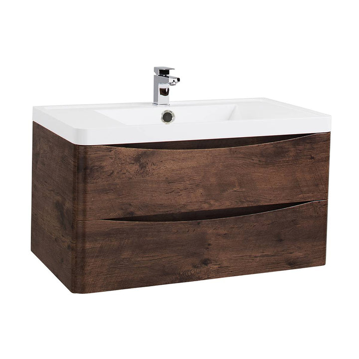 Baltimore 900mm Wall Hung Vanity Unit &amp; Basin - Chestnut
