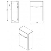 Happi 500mm WC Unit - Azure - Technical drawing
