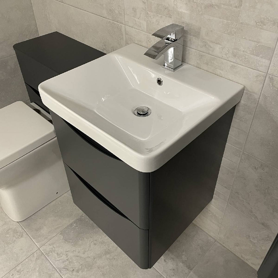 Happi 500mm Wall Hung Vanity Unit &amp; Basin - Matt Anthracite