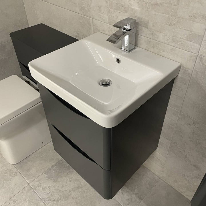 Happi 500mm Wall Hung Vanity Unit &amp; Basin - Matt Anthracite