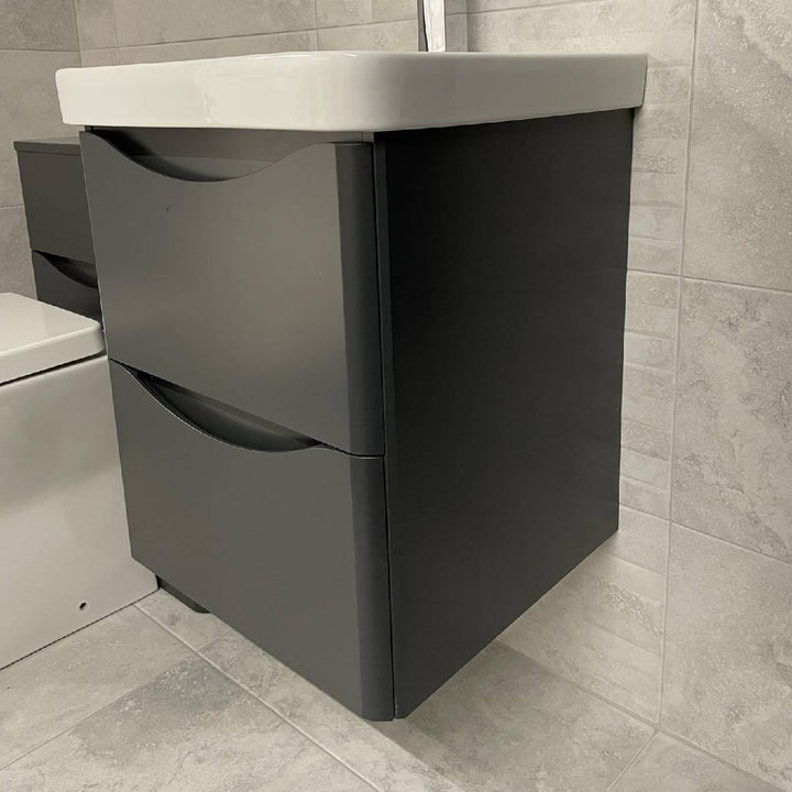 Happi 500mm Wall Hung Vanity Unit &amp; Basin - Matt Anthracite