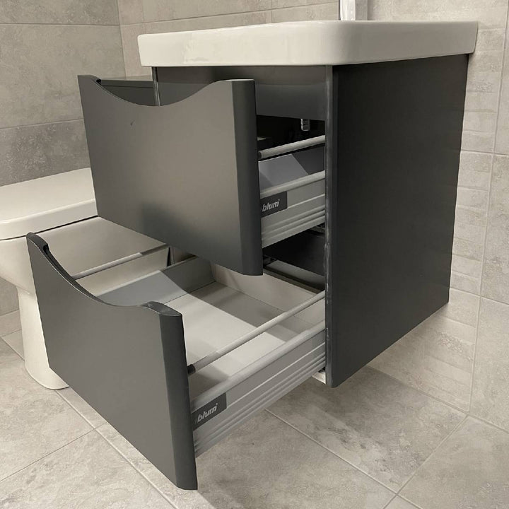 Happi 500mm Wall Hung Vanity Unit &amp; Basin - Matt Anthracite