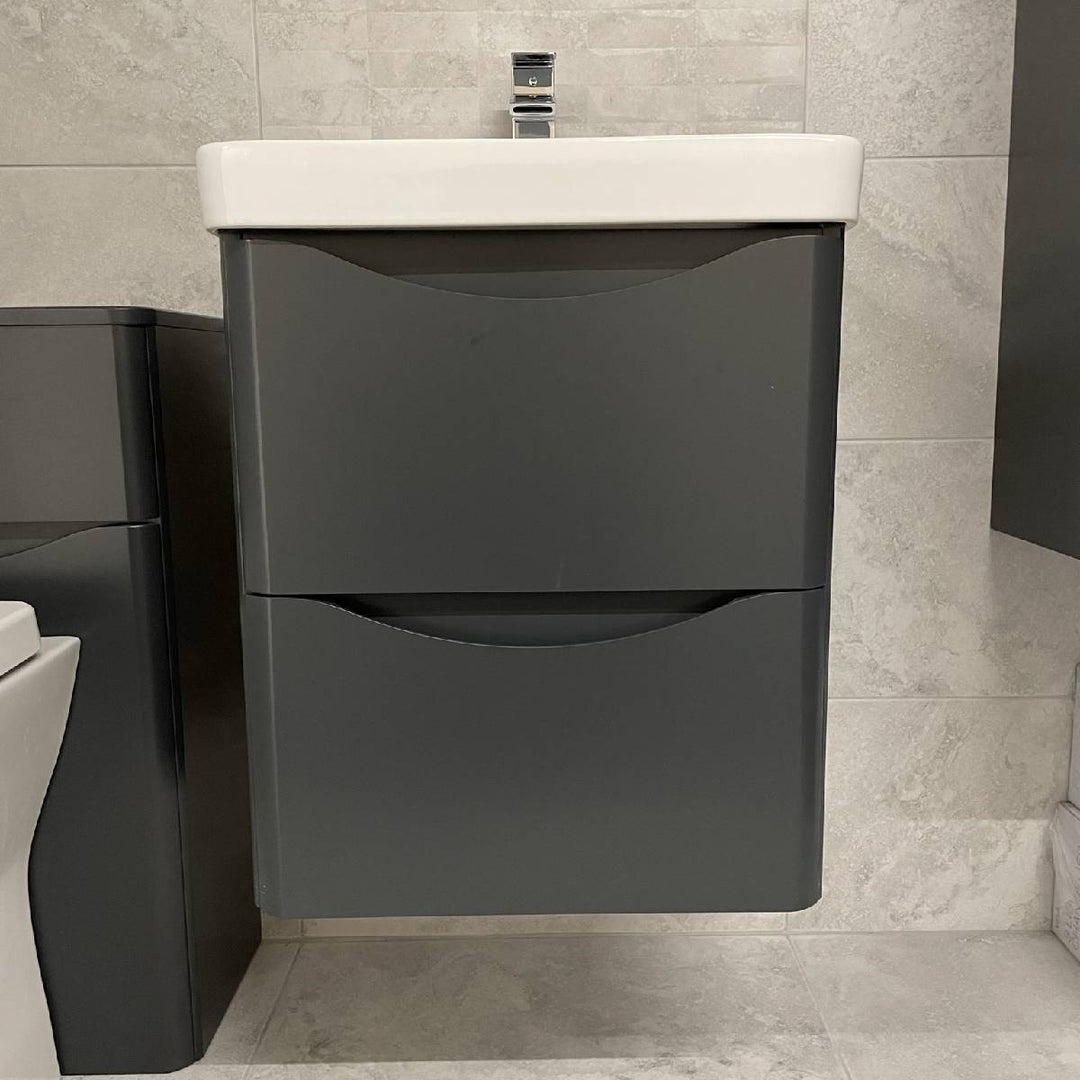 Happi 500mm Wall Mounted Vanity Unit & Basin - Gloss White