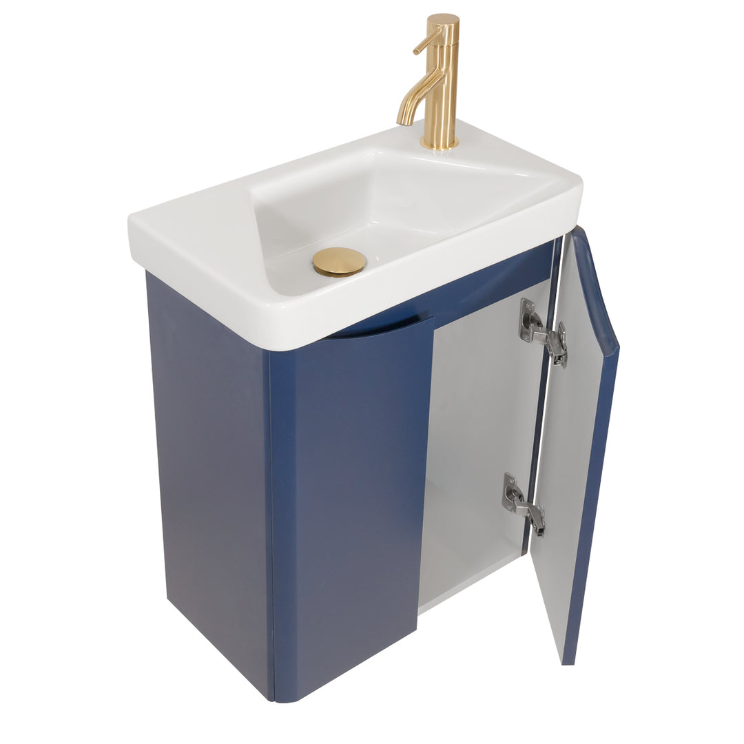 Happi 500mm Wall Hung Vanity Unit &amp; Basin - Cobalt Blue