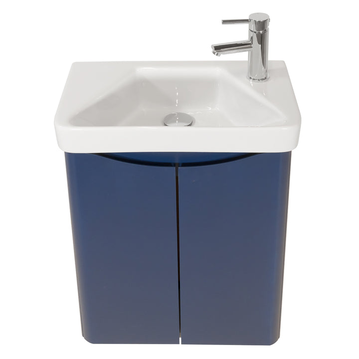 Happi 500mm Wall Hung Vanity Unit &amp; Basin - Cobalt Blue