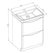 Happi 600mm Floor Standing Vanity Unit & Basin - Matt Anthracite - Technical drawing