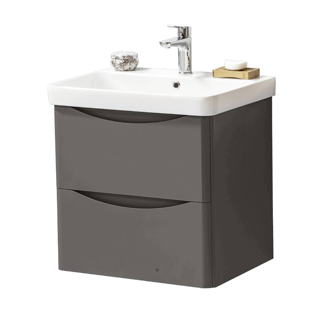 Happi 600mm Wall Mounted Vanity Unit & Basin - Basalt