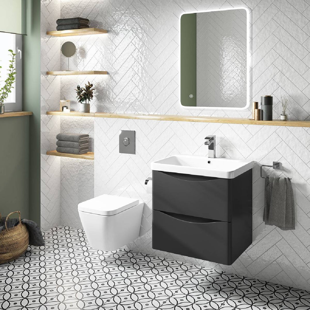Happi 600mm Floorstanding Vanity Unit & Basin - Gloss White