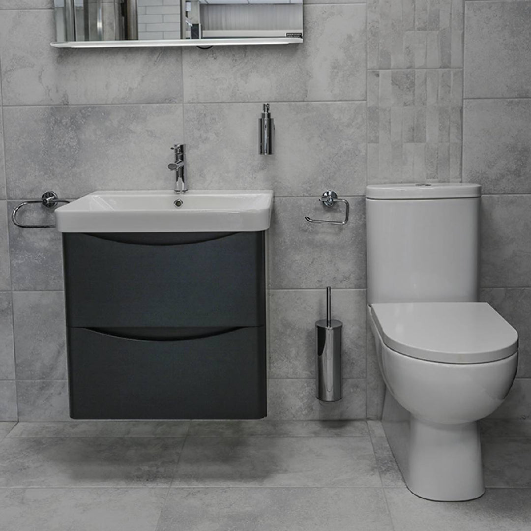 Happi 600mm Wall Hung Vanity Unit &amp; Basin - Matt Anthracite