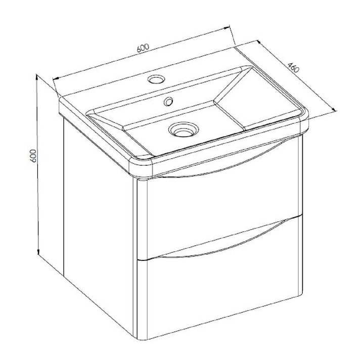 Happi 600mm Wall Hung Vanity Unit &amp; Basin - Matt Anthracite