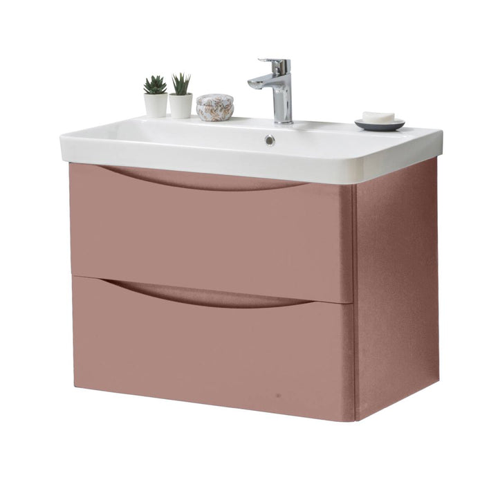 Happi 800mm Floorstanding Vanity Unit &amp; Basin - Yellow Pink 