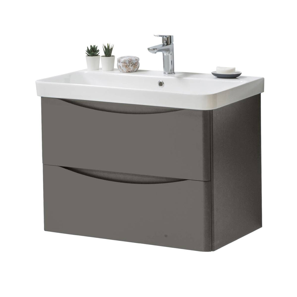 Happi 800mm Wall Mounted Vanity Unit & Basin - Basalt 