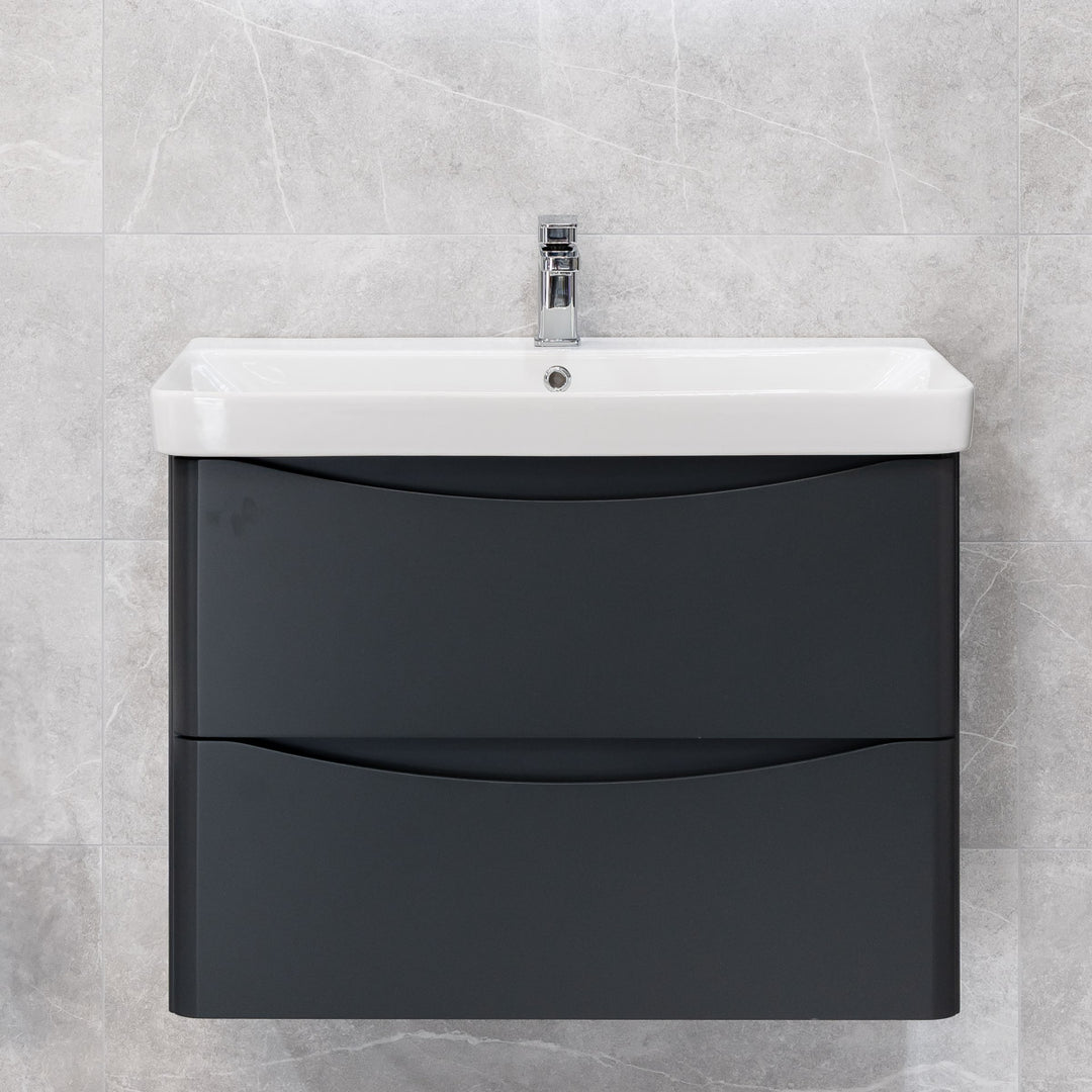 Happi 800mm Wall Hung Vanity Unit &amp; Basin - Matt Anthracite