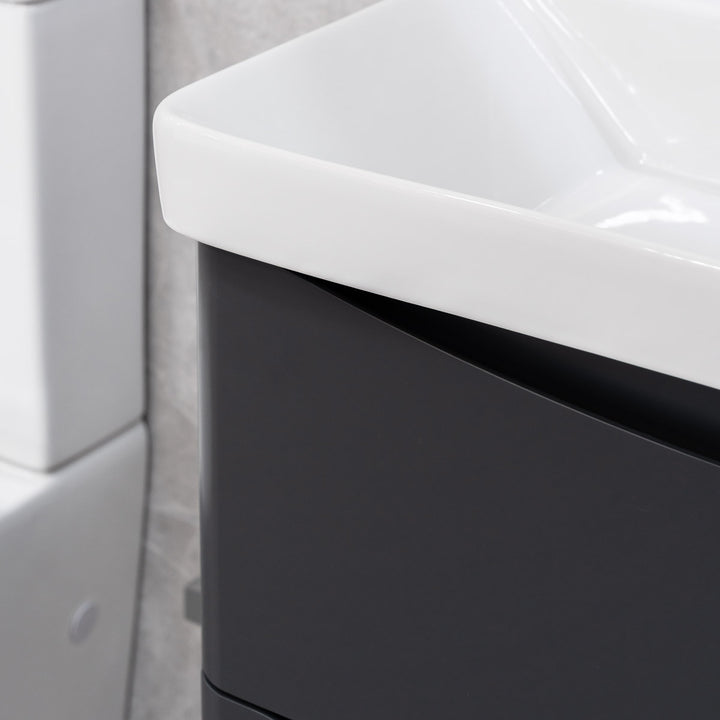 Happi 800mm Wall Hung Vanity Unit &amp; Basin - Matt Anthracite