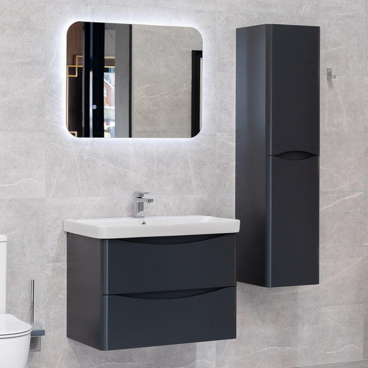 Happi 800mm Wall Hung Vanity Unit &amp; Basin - Matt Anthracite