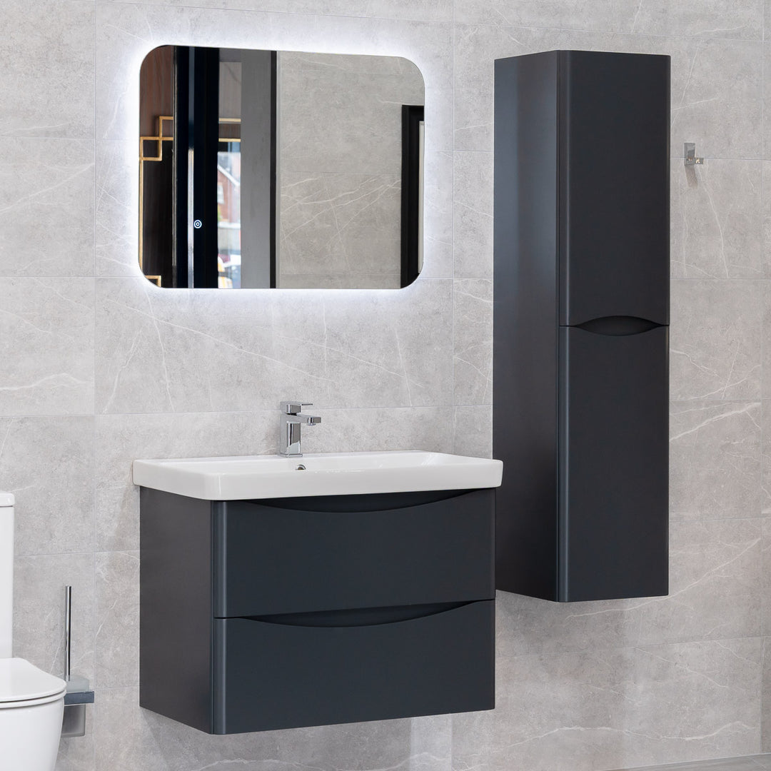 Happi 800mm Wall Hung Vanity Unit & Basin - Matt Anthracite