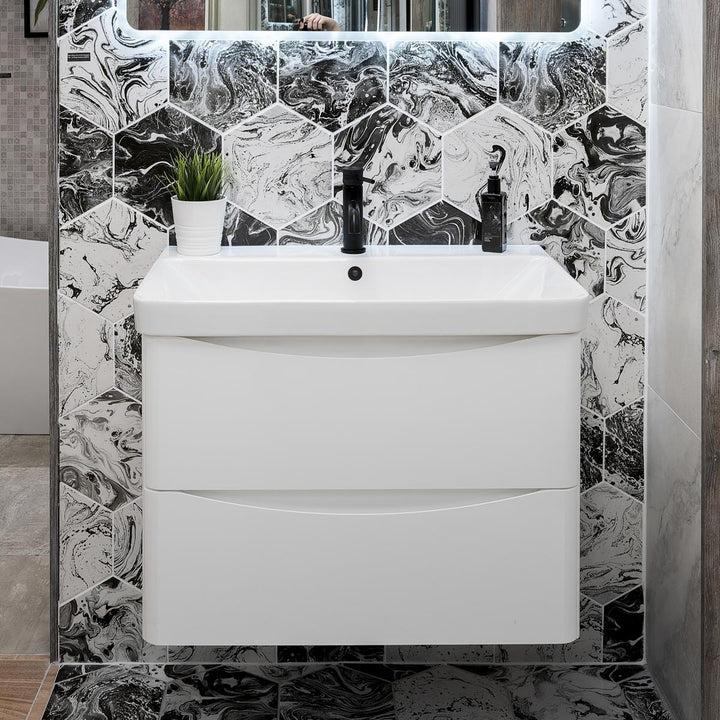 Happi 500mm Floorstanding 2 Drawer Vanity Unit &amp; Basin - Matt Grey Anthracite
