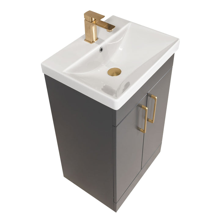 Austin 600mm 2 Door Floorstanding Vanity Unit &amp; Basin - Sage Green