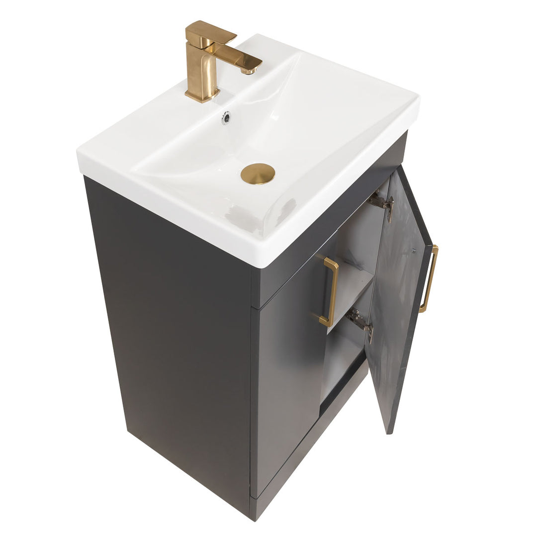 Hayden 500mm 2 Door Floor Standing Vanity Unit &amp; Basin - Anthracite