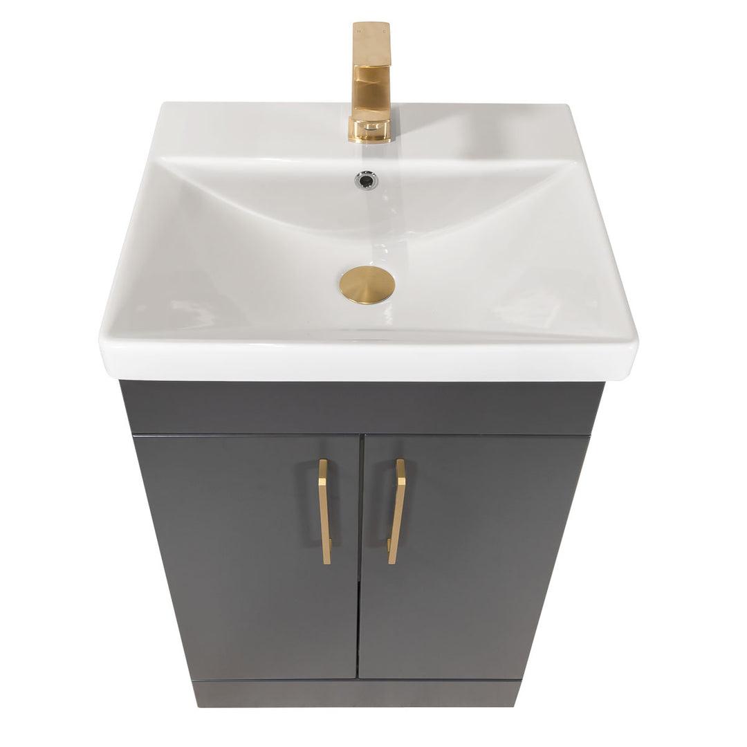 Hayden 500mm 2 Door Floor Standing Vanity Unit &amp; Basin - Anthracite