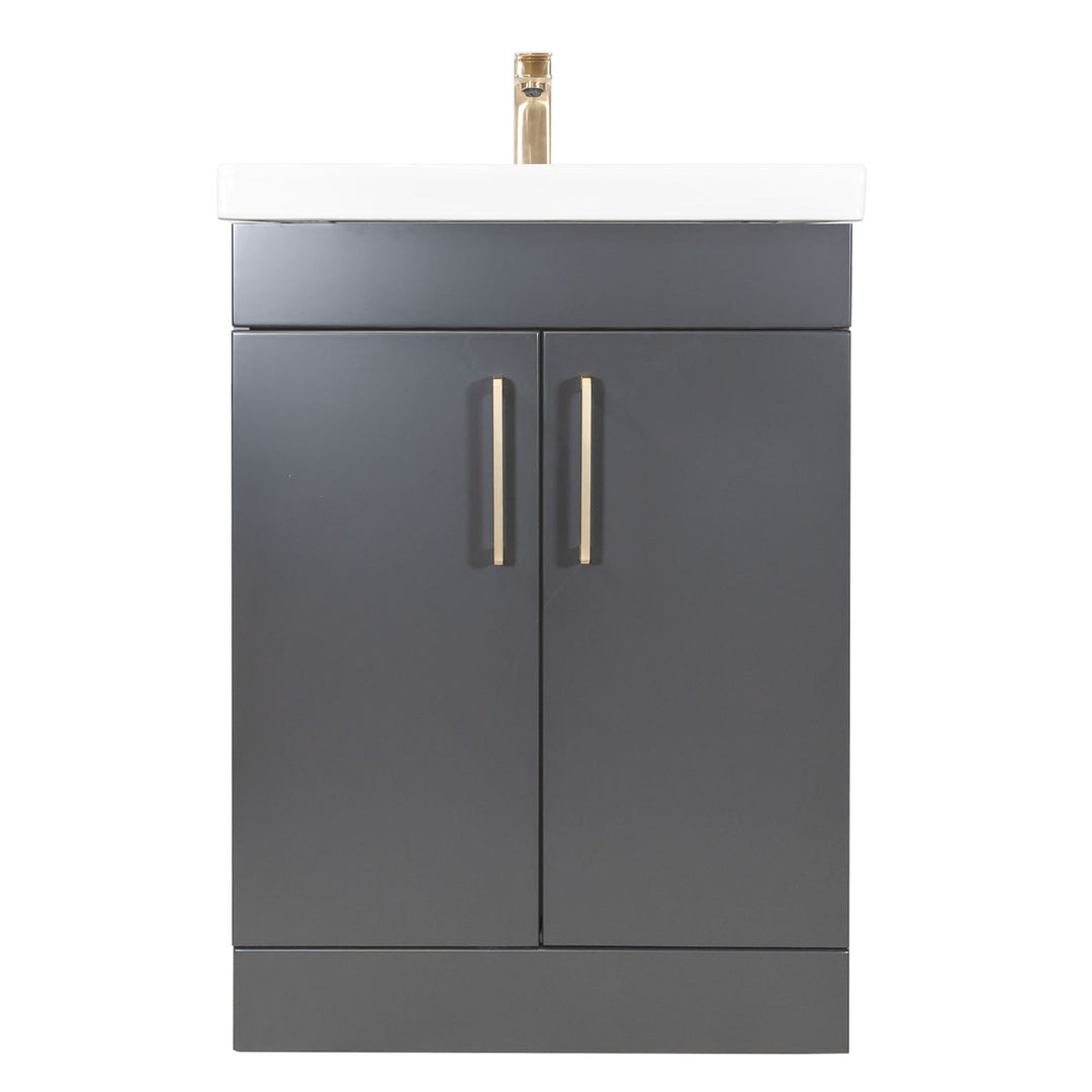 Hayden 600mm 2 Door Floor Standing Vanity Unit &amp; Basin - Anthracite