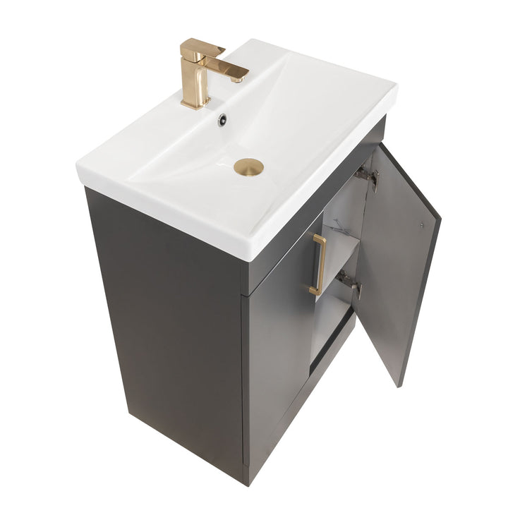 Hayden 600mm 2 Door Floor Standing Vanity Unit &amp; Basin - Anthracite