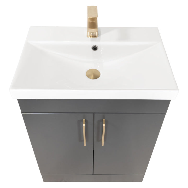 Hayden 600mm 2 Door Floor Standing Vanity Unit &amp; Basin - Anthracite