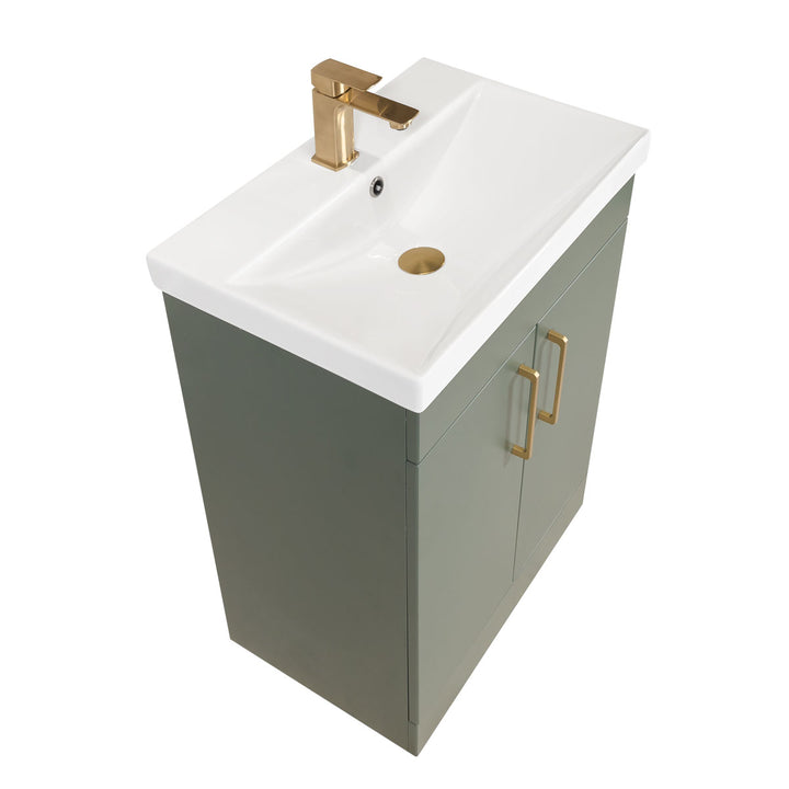 Hayden 600mm 2 Door Floor Standing Vanity Unit &amp; Basin - Sage Green
