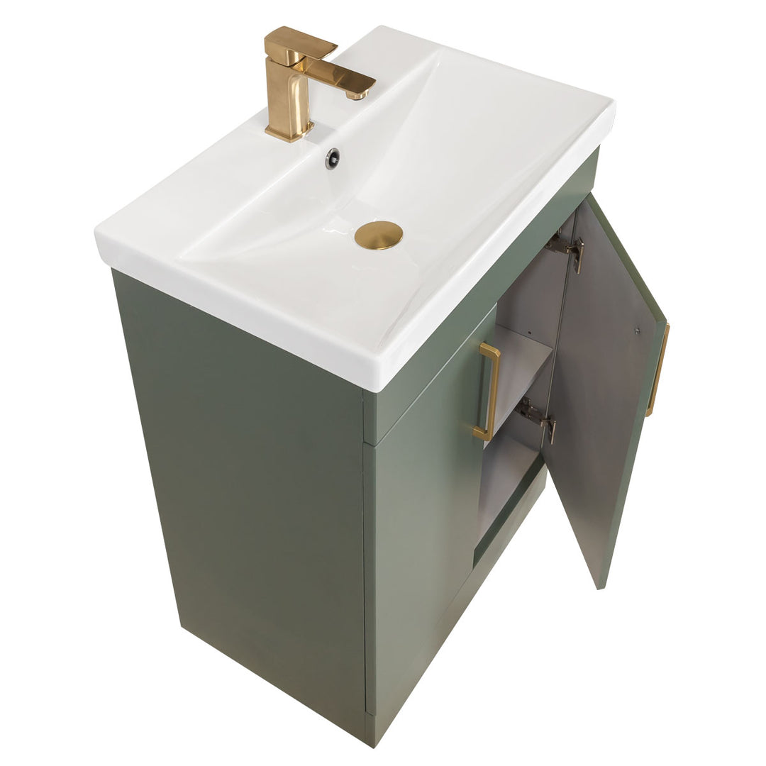 Hayden 600mm 2 Door Floor Standing Vanity Unit &amp; Basin - Sage Green