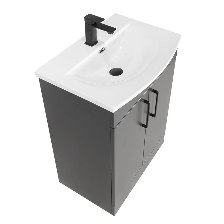 Luan 500mm 2 Door Floorstanding Vanity Unit &amp; Basin - Lux Green