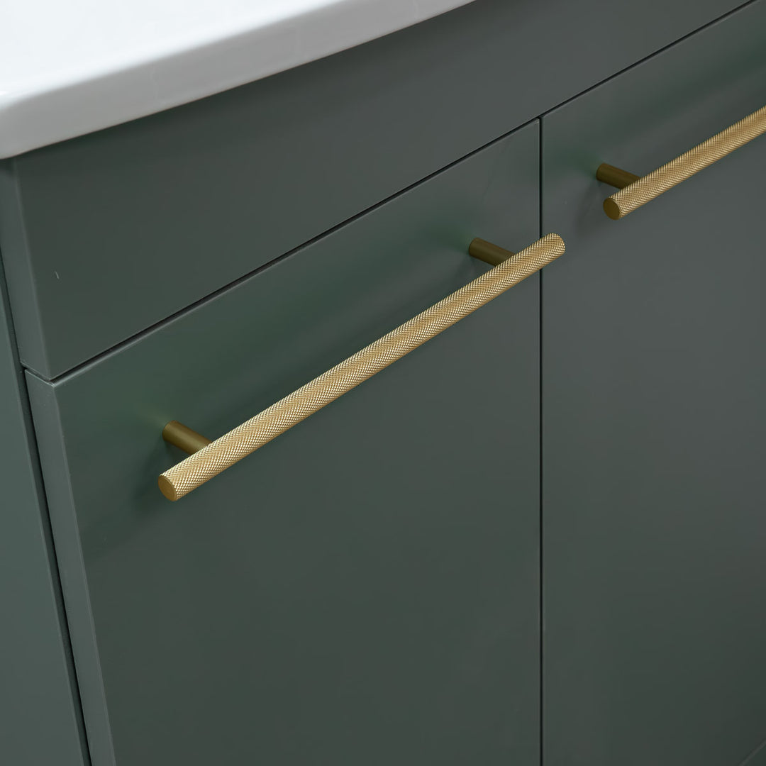 Luan 600mm 2 Door Floor Standing Vanity Unit &amp; Basin - Sage Green